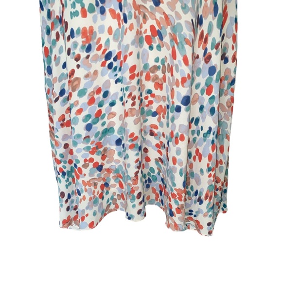 Maeve Anthro Watercolor Pastel Orange Blue Dot Flutter Sleeve Cutout Dress - M - Picture 6 of 14